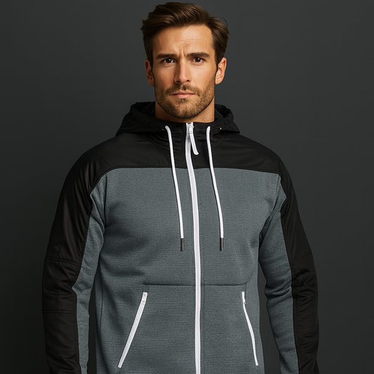 Men's High Quality Long Sleeve Full Zip Hoodie Jacket Custom Logo Casual Outerwear with Sheep Fur Breathable Feature