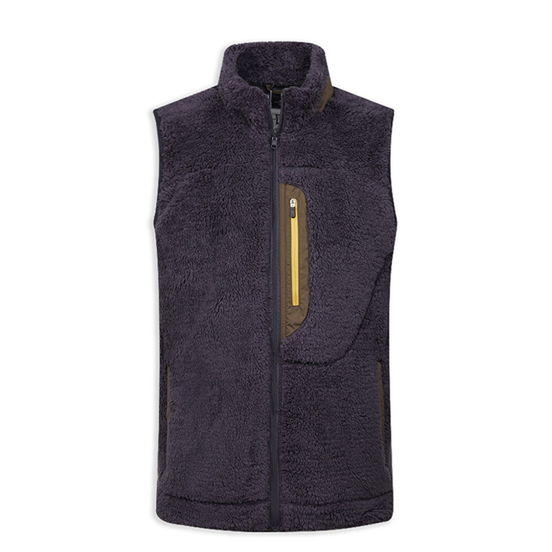 OEM and ODM men's casual golf vests made of polyester with full-zip front-opening and American wool for the lapel in the United States