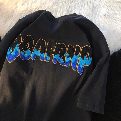 Summer Custom 100% Cotton Heavy Embroidered T-Shirt Sporty Men's and Women's Colorful Towel Design