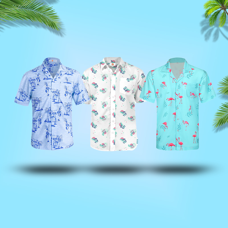 High-definition Digital Printing Custom Logo Patterns Short Sleeves Aloha Hawaiian Shirts for Men