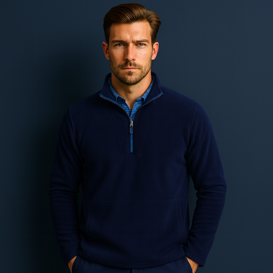 OEM Custom Logo 1/4 Quarter Zip Neck Fleece Pullover Knit Golf Sweater for Men