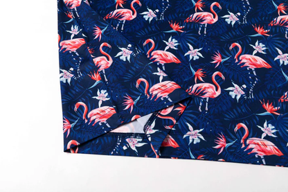 Tropical Flamingo Polo Shirt - Antimicrobial Quick Dry Slim Fit with Floral Pattern Design