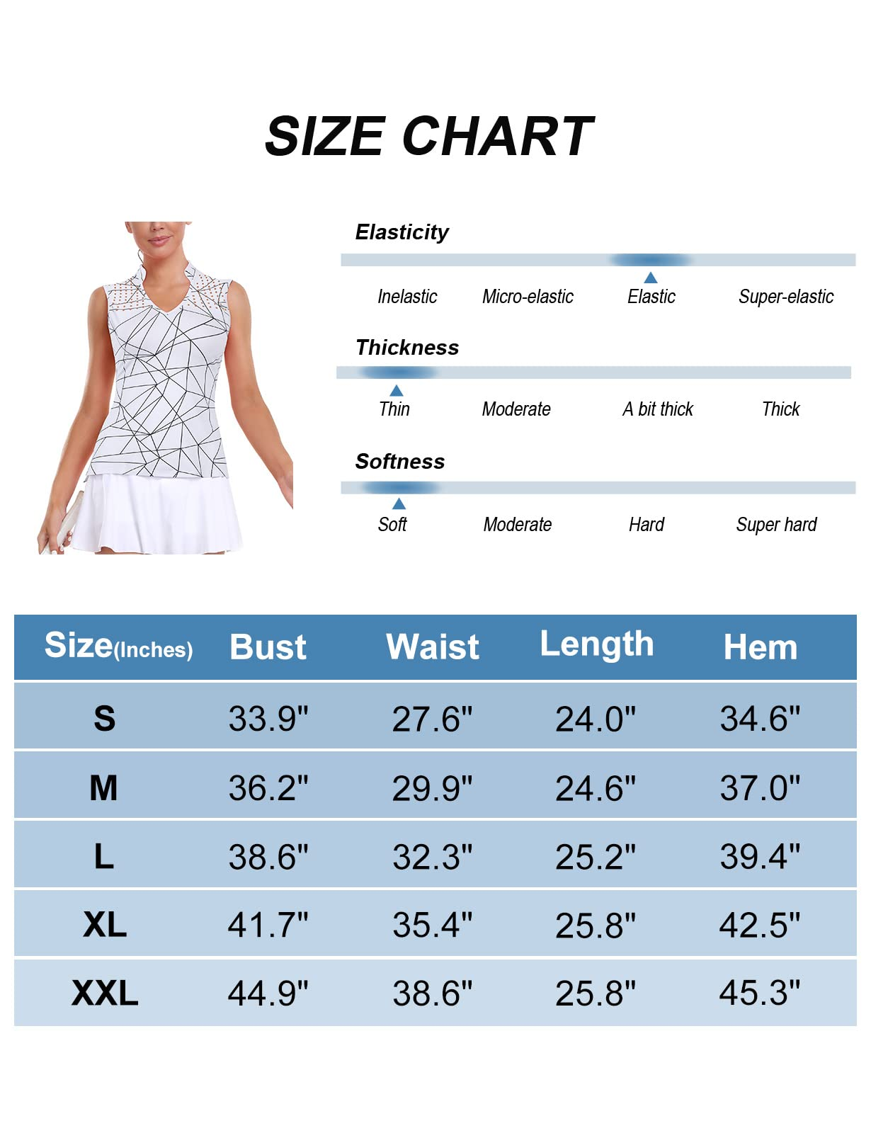 Custom-made sleeveless sport and fitness women's quick-drying and lightweight clothing, geometric small V-neck golf and tennis polo shirts