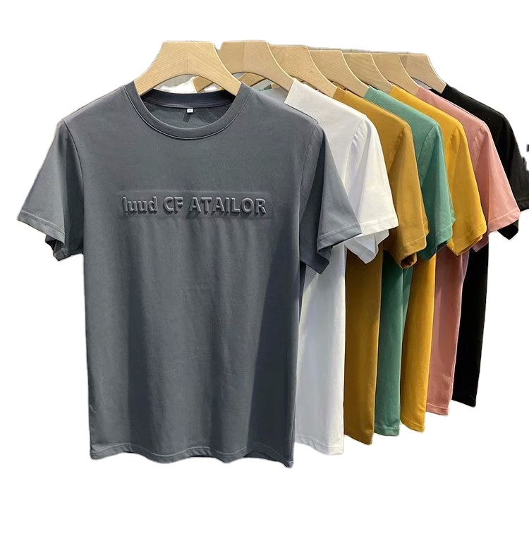 Custom Men Summer Casual Plain Short Sleeved Em Print T-shirt