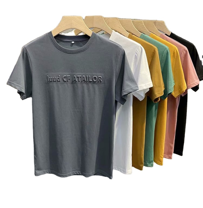 Custom Men Summer Casual Plain Short Sleeved Em Print T-shirt