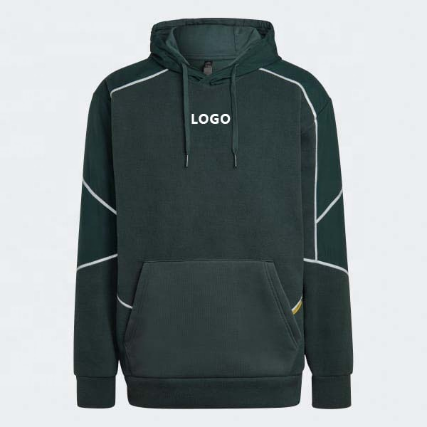 Custom High Quality Logo Men's Winter 100% Cotton Hoodie and Sweatshirt Green Solid Pattern Digital & Silk Screen Printing
