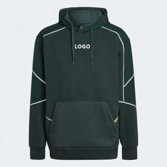 Custom High Quality Logo Men's Winter 100% Cotton Hoodie and Sweatshirt Green Solid Pattern Digital & Silk Screen Printing