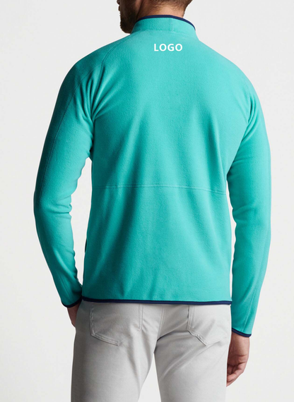 Custom Logo Green High Elasticity Half Quarter 1/4 Zip Neck 100% Polyester Sherpa Teddy Fleece Men's Golf Pullover Sweatshirt
