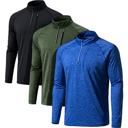 OEM Custom 95% Polyester 5% Spandex Dry-Fit Long Sleeve Outdoor Quarter Zip Pullover 95% Polyester 5% Spandex Tricot Winter
