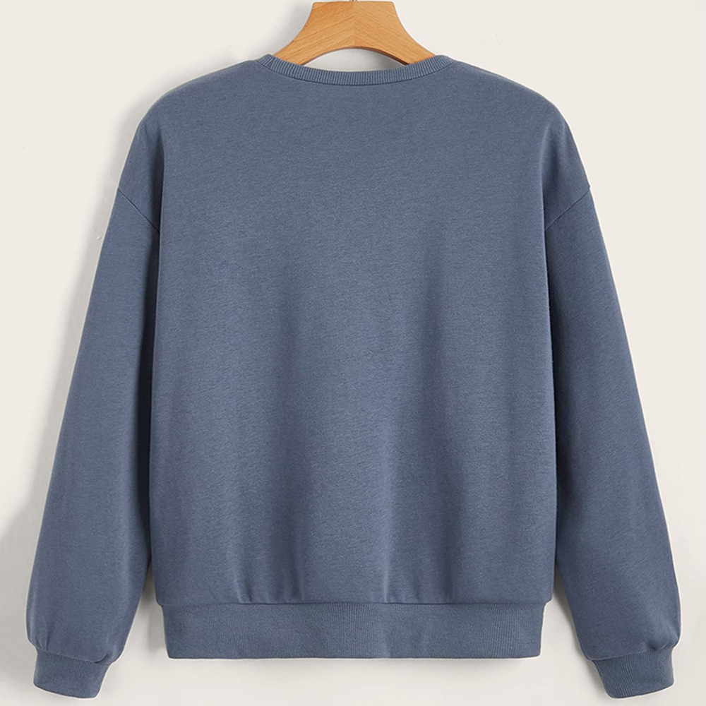 OEM Custom Men's Short Round Neck Pullover Long Sleeve 100% Cotton Kait Plain Letter Screen Print Digital Printing Autumn Season