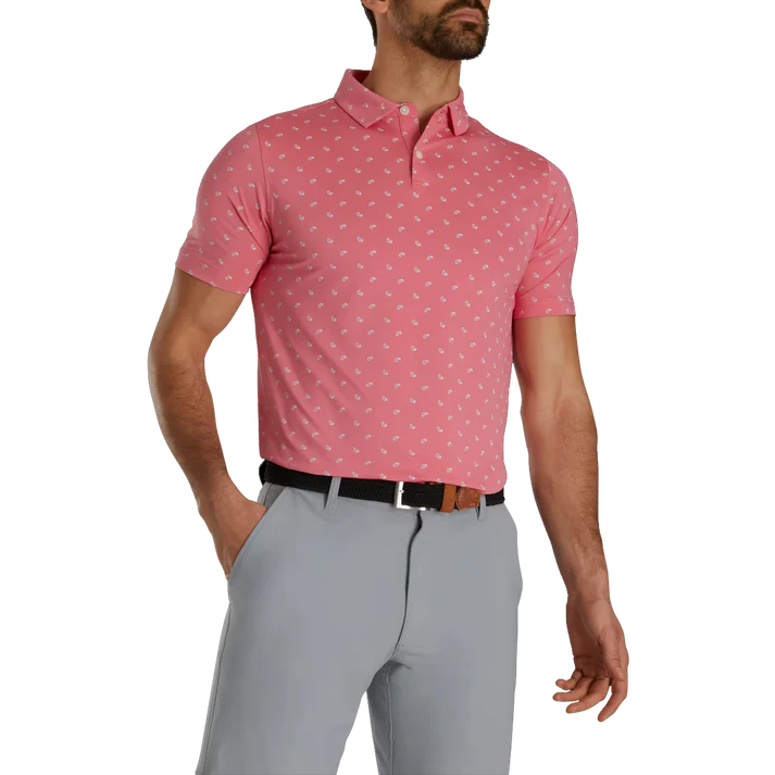 Men's Pink Golf Polo Shirt with Cucumber Patterns - Unique and Stylish Design