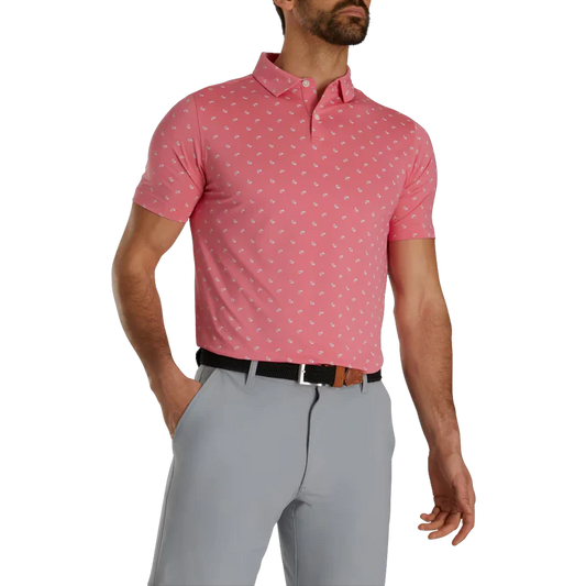 Men's Pink Golf Polo Shirt with Cucumber Patterns - Unique and Stylish Design