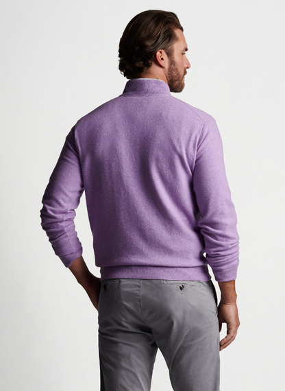 Custom Logo Winter Plain Artisan Crafted Cashmere Flex Quarter Zip Neck Purple Golf Pullover Men's Sweaters