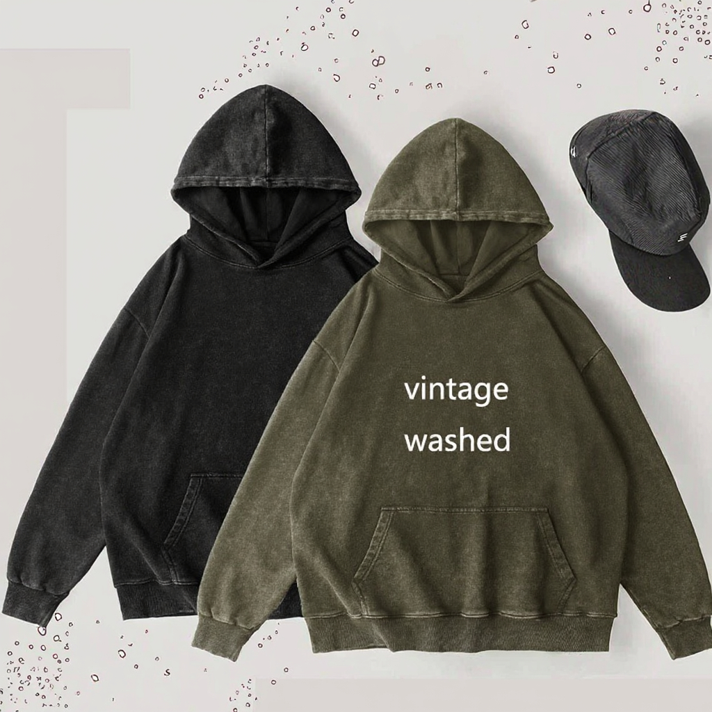 Custom High Quality Jersey 100% Cotton Denim Lightweight Anti-Shrink Screen Printed Mens Vintage Acid Wash Hoodie