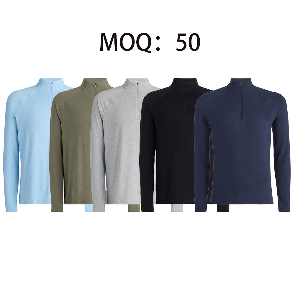 High Quality Men's Long Sleeve 1/4 Zip Golf Pullover with Custom Embroidery Logo Winter Casual Sportshirt with Digital Printing