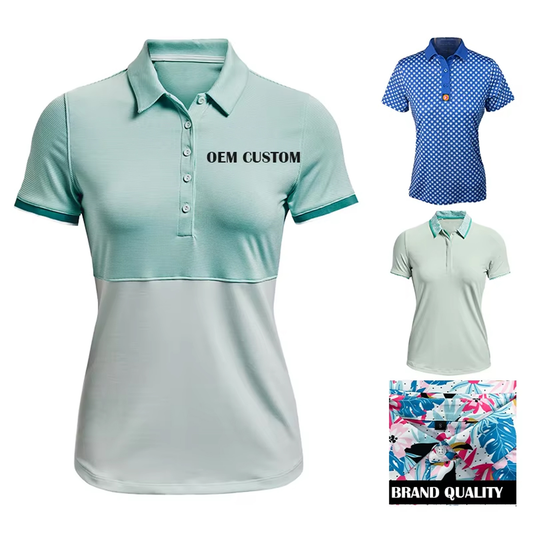 Customized high-quality women's polo shirts with logos, four-way stretch fabric. They are breathable casual jerseys suitable for golf and tennis.