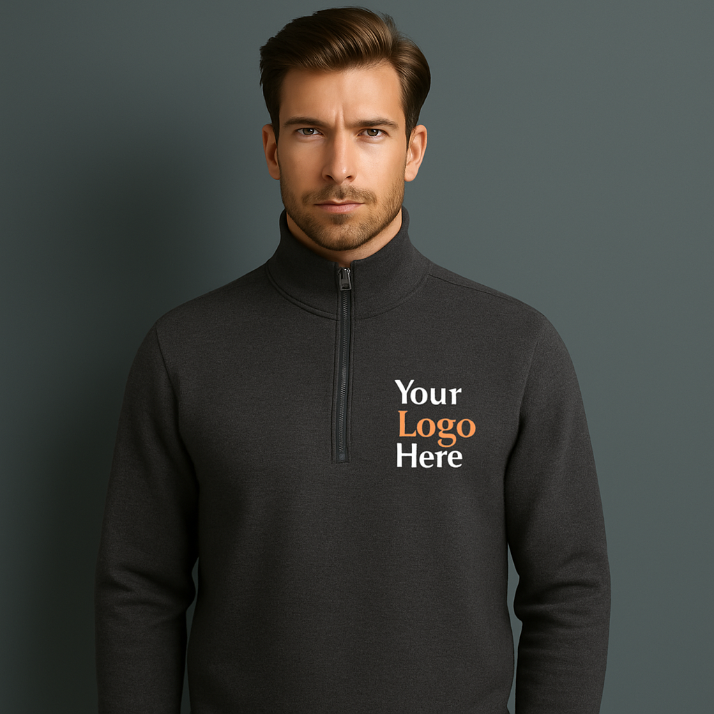 High Quality Custom Men's Half Zip Neck Pullover Sweatshirt Golf Clothing for Winter with Digital Print Quarter Zip Design