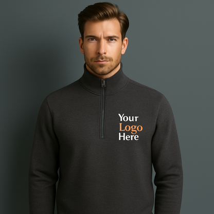 High Quality Custom Men's Half Zip Neck Pullover Sweatshirt Golf Clothing for Winter with Digital Print Quarter Zip Design