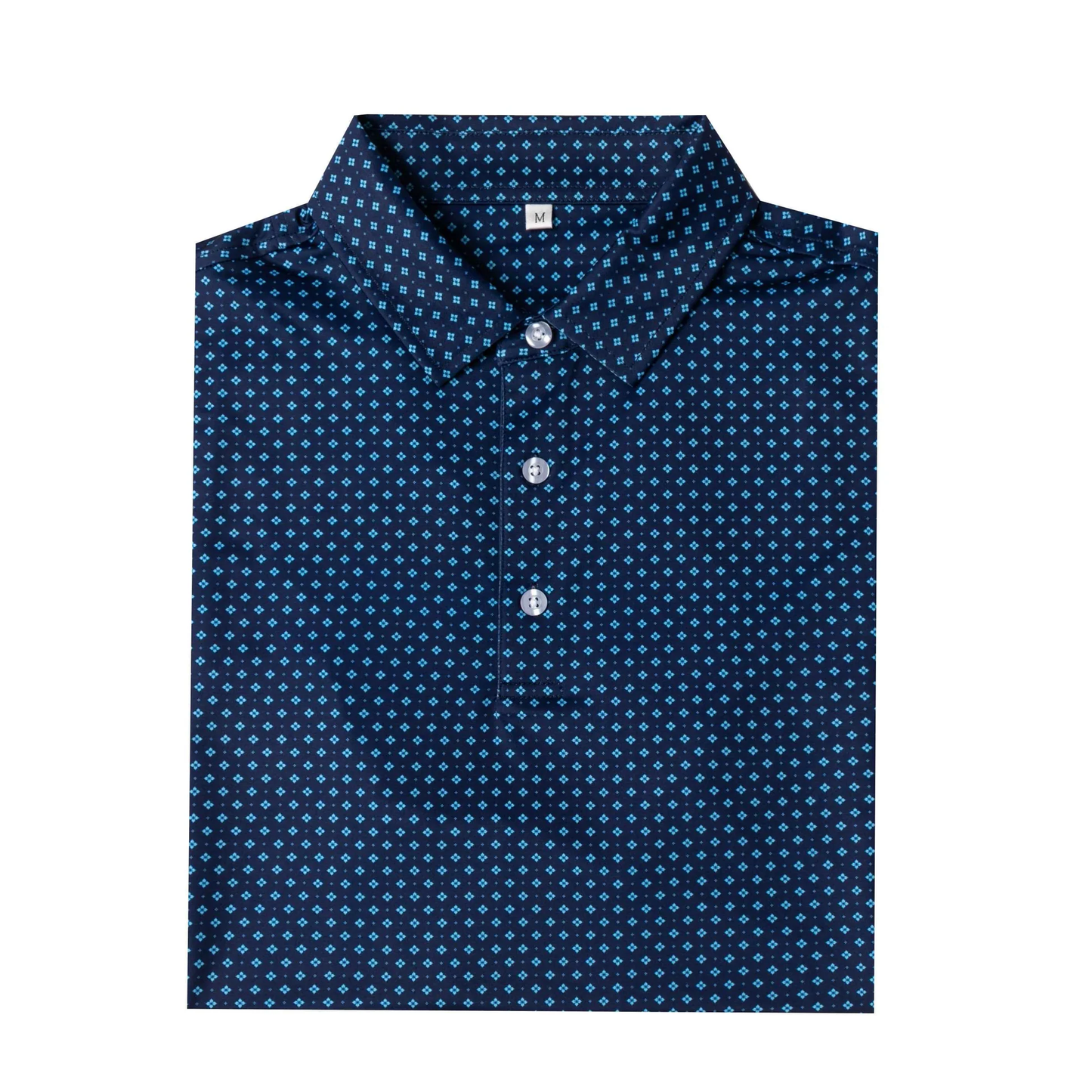 Blue Diamond Polo Shirt - Antimicrobial Quick Dry Slim Fit with Lattice Pattern
