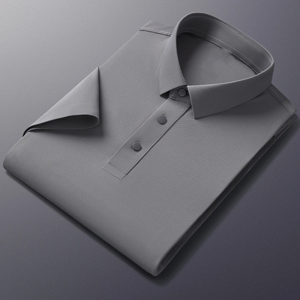 New 4 Way Stretch Elastic Plus Size High Quality Anti-wrinkle Mesh Ice Silk Breathable Seamless Knitted Golf Polo Shirt for Men