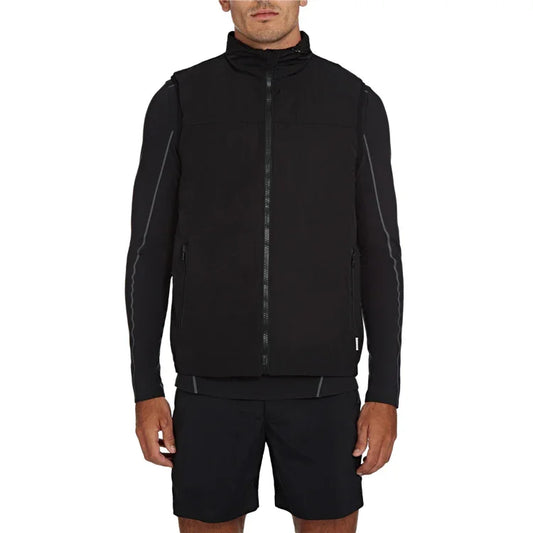 Bulk Custom Men's modern matte black lightweight waterproof vests (with pockets) with Logo Embroidery - Manufacturer Qiandao