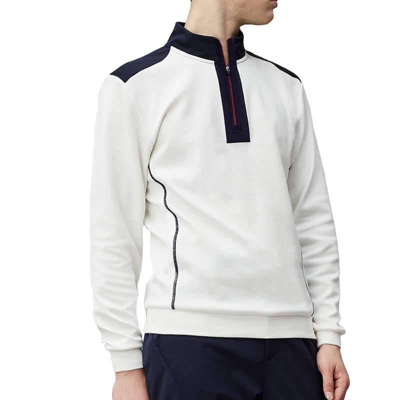Custom Male Breathable 1/4 Zip Neck Golf Long Sleeves Stand Collar Sweatshirt Sport Wear Golf Pullover