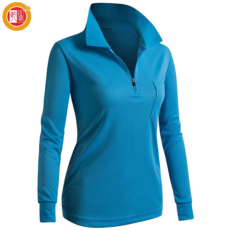 Supplier Custom logo Women's Long Sleeve Golf Clothing 100% Cotton Women's Polo Shirt Custom
