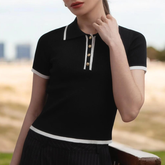 Custom Breathable Quick Dry Slim Fit Knit Women Polo Shirts Embroidered Logo High Quality Girls T-shirts