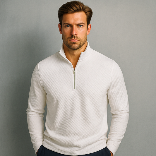 Custom Men's 1/4 Chest Quarter Zip Collar Pullover Vintage Print Full Print Men's Outdoor Sports Sweatshirt