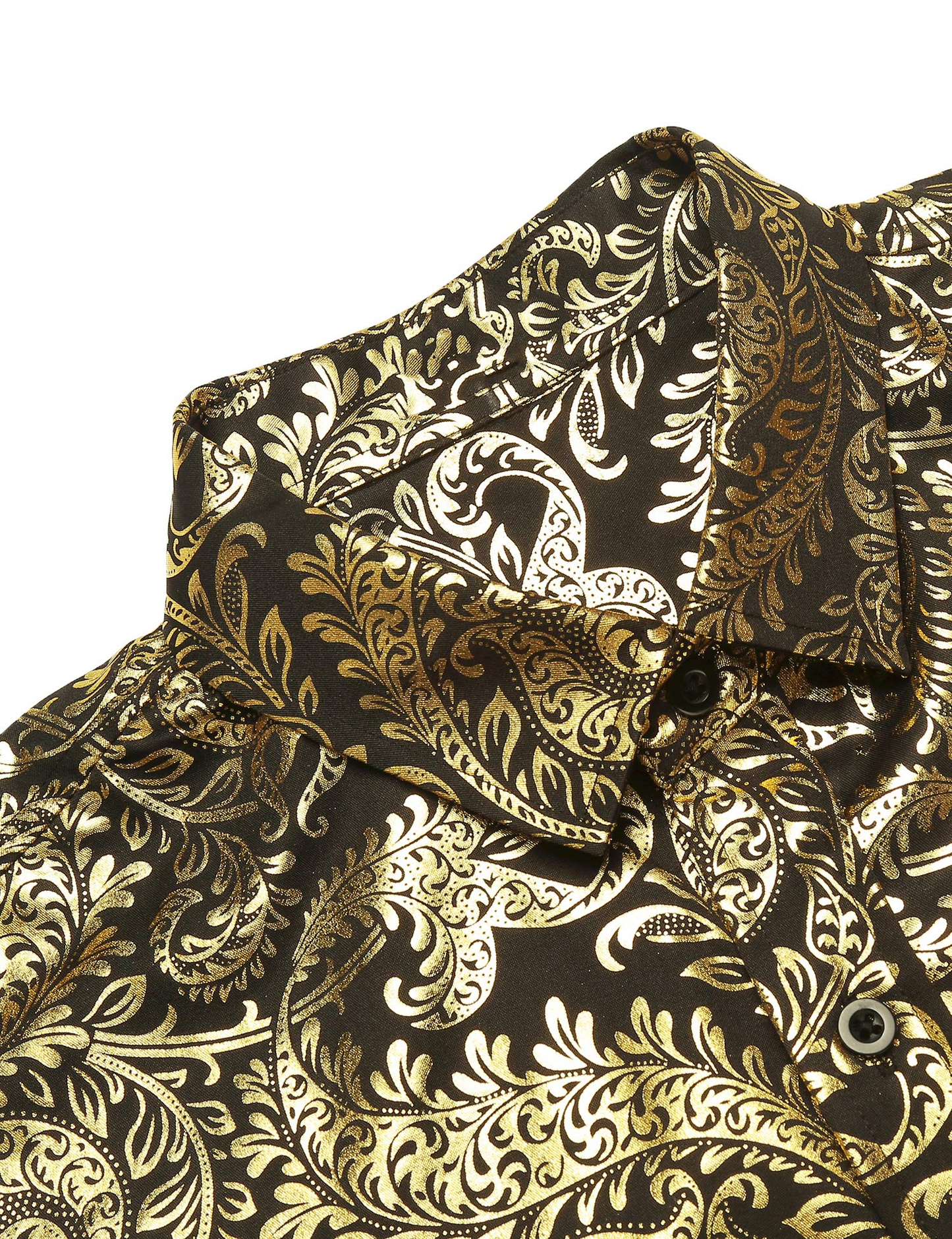 Custom Elegant Gold Floral Printed Design Shirts Casual Button Down Men Gilded Shirts