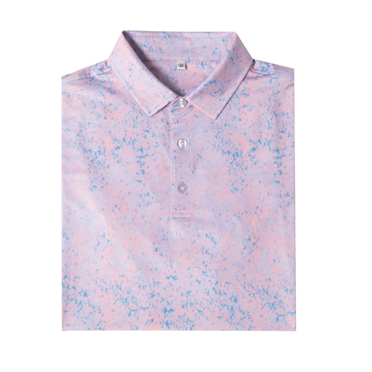 Pink Blue Splatter Polo Shirt - Antimicrobial Quick Dry Slim Fit