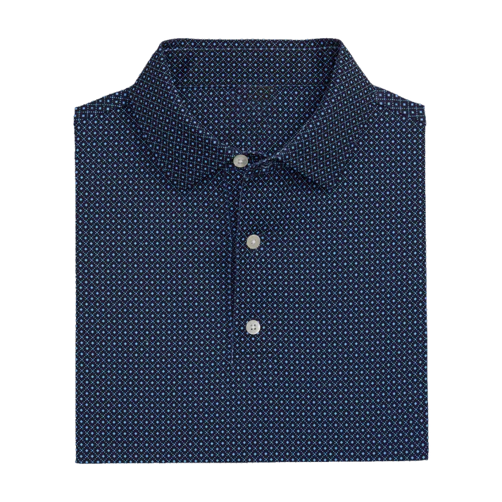 Men's Slim Fit Golf Polo Shirt - Navy Blue High-Performance Checkered Apparel