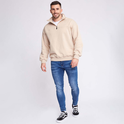 Strength Factory Quality Men's Golf Pullover Sweatshirt Solid Half 1/4 Quarter Zip Neck with Zipper Pocket for Spring Season
