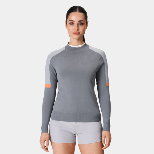 High Quality Ladies Active Wear Long Sleeve Golf Pullover Custom Logo Printed Crewneck Sweatshirt for Autumn Jersey Fabric Stand
