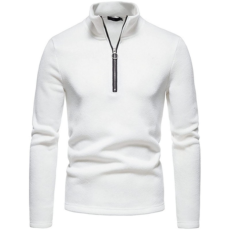 Custom Men's Slim Fit Quarter Zip Neck Sweater Lightweight Cotton Knitted Mock Turtleneck Pullover for Autumn Digital Printing