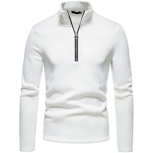 Bulk Custom Custom Men's Slim Fit Quarter Zip Neck Sweater Lightweight Cotton Knitted Mock Turtleneck Pullover for Autumn Digital Printing with Logo Embroidery - Manufacturer Qiandao
