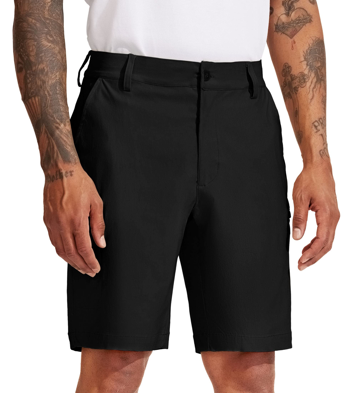 Custom-made UPF 50 polyester men's golf and hiking work shorts, quick-drying, stretchy sporty work shorts with cotton pockets