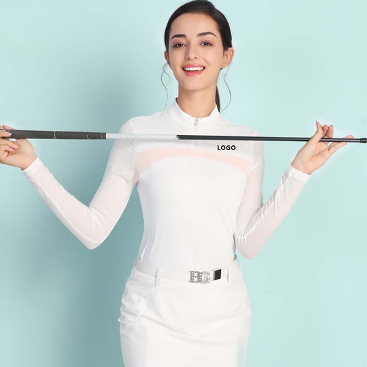 Women's Long Sleeve Golf Pullover Custom Logo Performance Plus Size Knitted Casual Summer Print Polyester Spandex Fabric