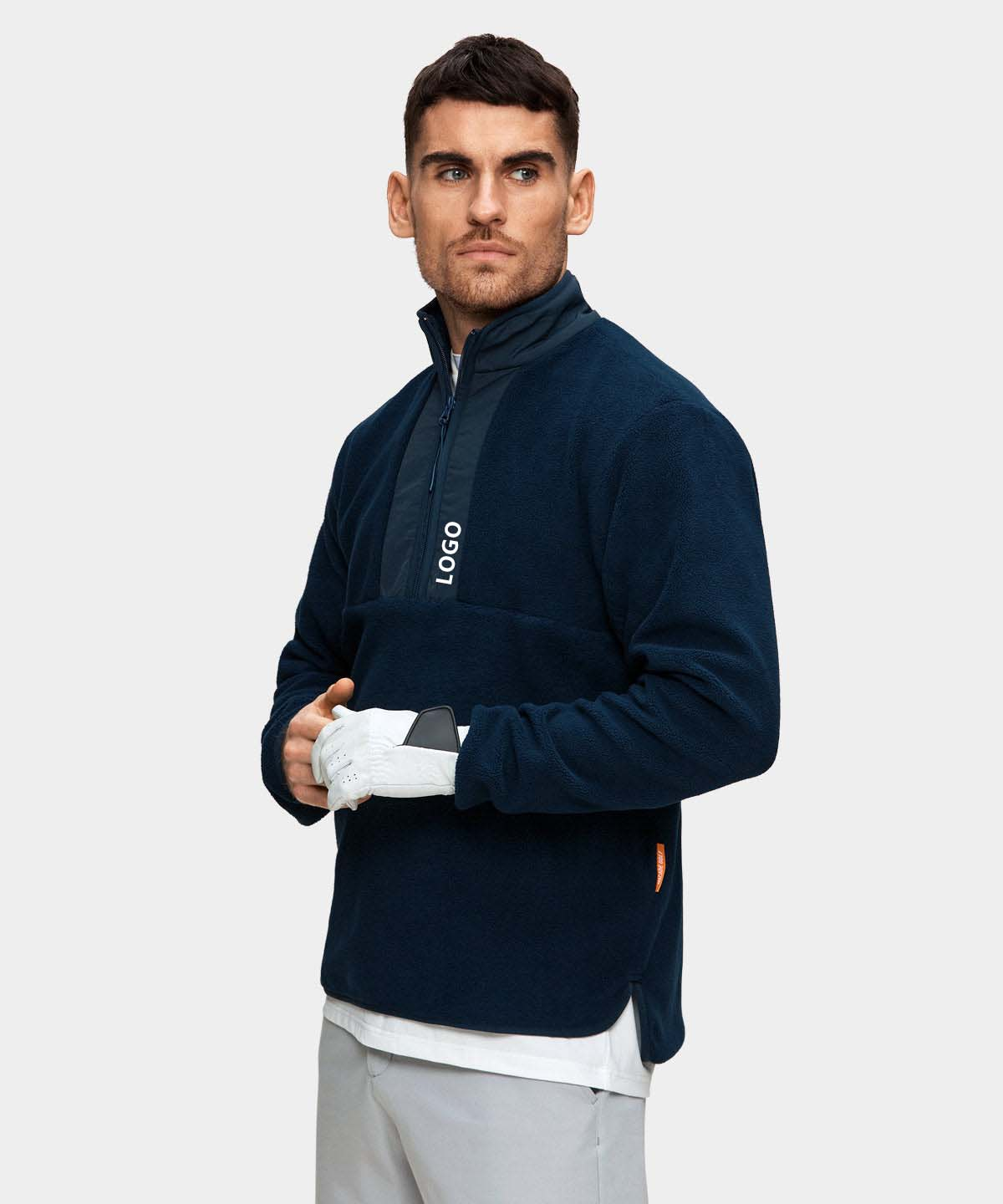 Custom Logo Casual Golf Wear Performance Long Sleeve Lightweight Fleece 1/2 Half Zip Collar Hoodie Pullover Sweatshirts for Men