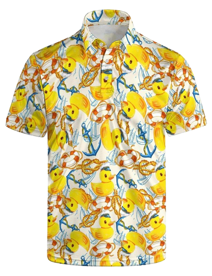 Custom Logo Yellow 80s Flashes for Polo Shirts Funny Hawaiian Beach Summer Golf Jersey Made of Polyester for Beach Summer Sports