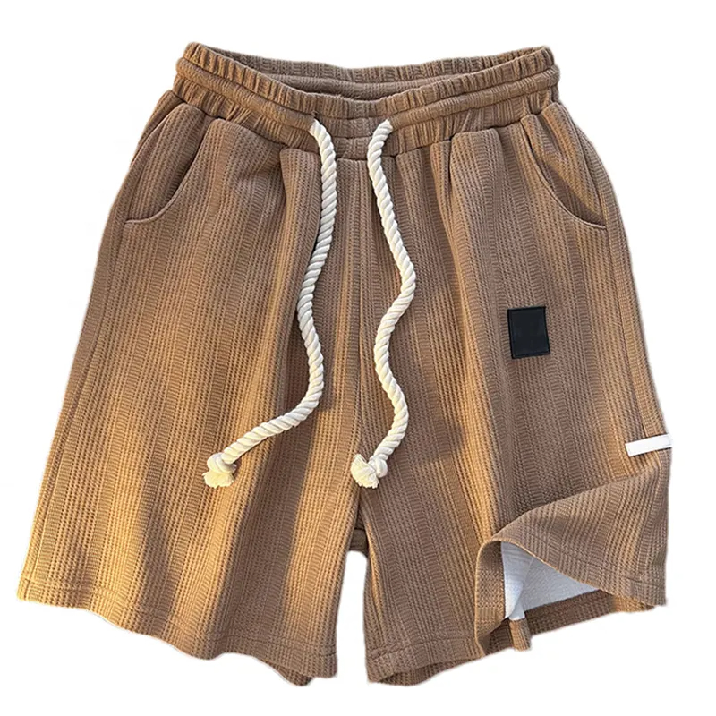 Customized high-quality men's sports jogging and fitness drawstring waffle-print men's pants with pockets