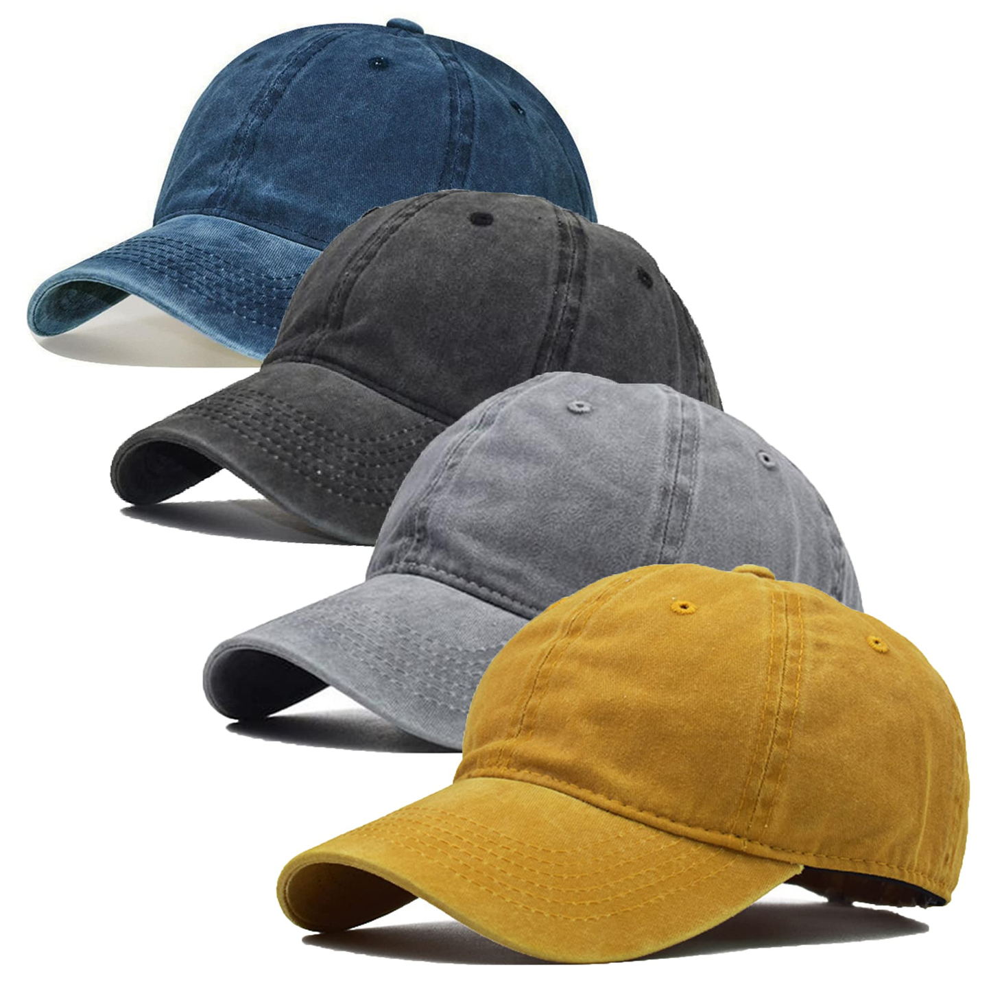 Custom factory-designed sets of 4 sports hats, running and fitness golf hats with custom logos, men's baseball hats