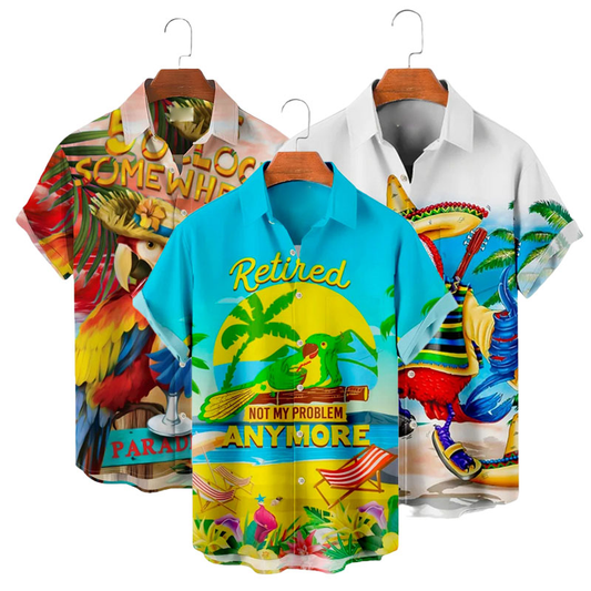 Design High Quality Slim Fit Printed Holiday Buttons up Short Sleeve Beach Custom Hawaiian Shirts for Men Casual