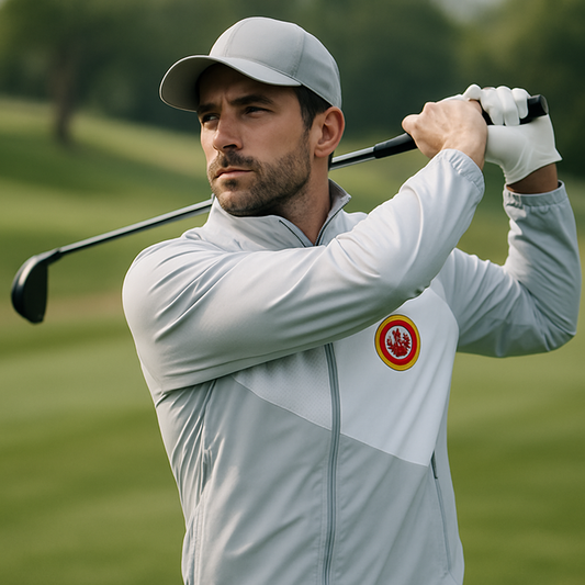 Custom Men's High Quality Long Sleeve Sweatshirt Waterproof Golf Jacket with Patchwork Pattern and Front Logo