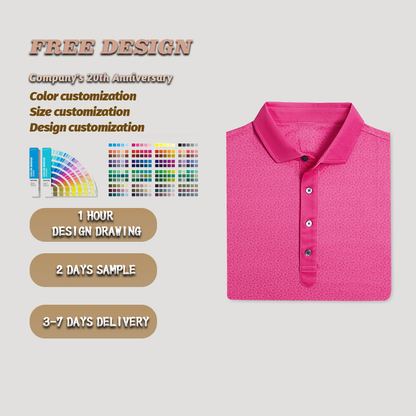 Custom Logo Quick Dry Performance Athletic Casual Spandex Polyester Floral Printed Sublimated Knit Firm Collar Golf Shirt Polos