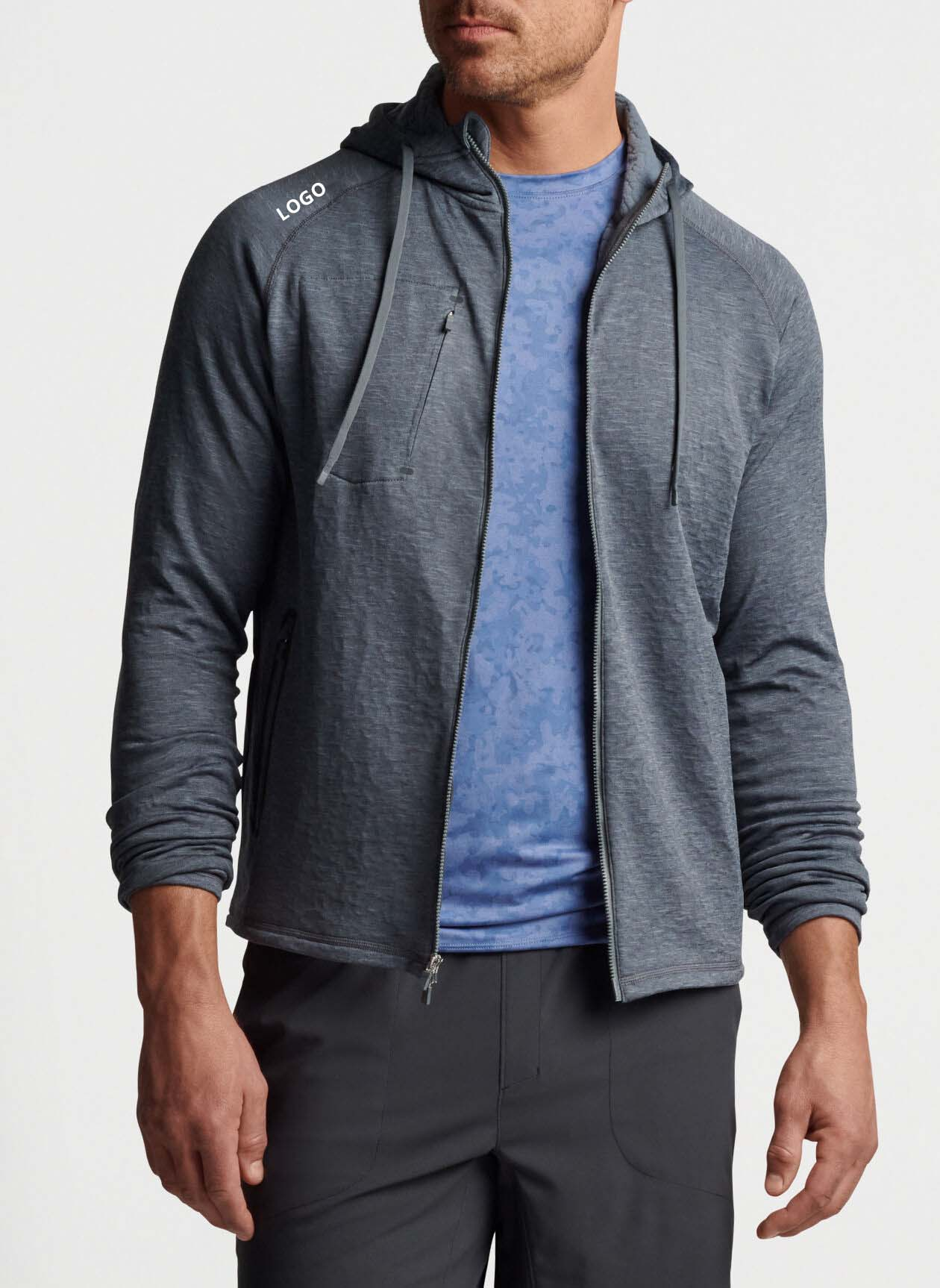 Heavy Weight Custom Embroidery Printing Blank Men's Clothing Golf Boxy Zip up Hoodie Manufacturer