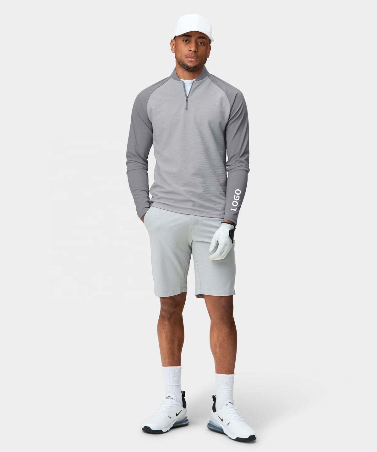 Custom Logo Casual Sport Golf Long Sleeve Quick Dry 1/4 Quarter Zip Neck Hoodie Pullovers Sweatshirts for Men