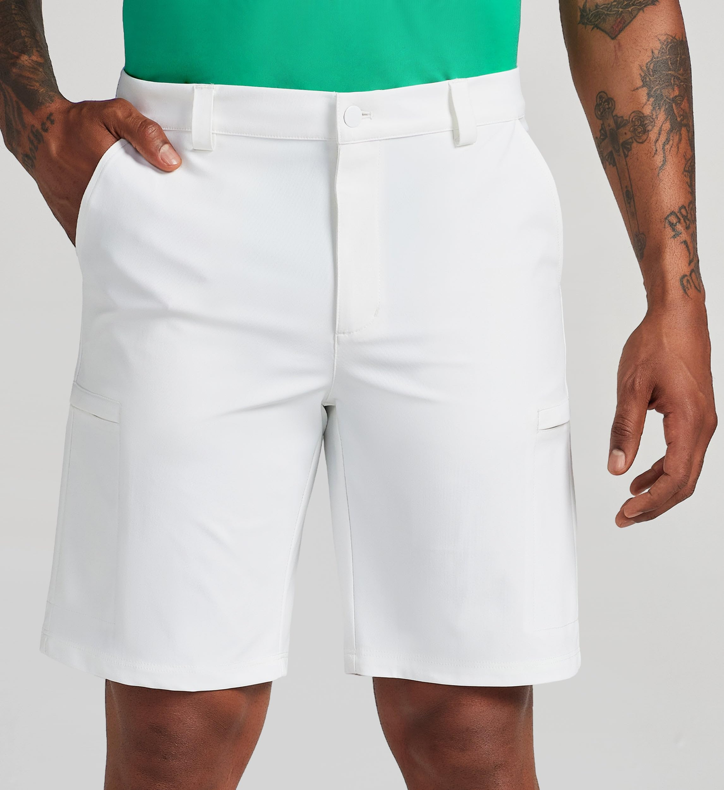 Custom-made logo stretch work shorts, quick-drying, sporty and casual 100% polyester shorts with pockets, men's golf shorts