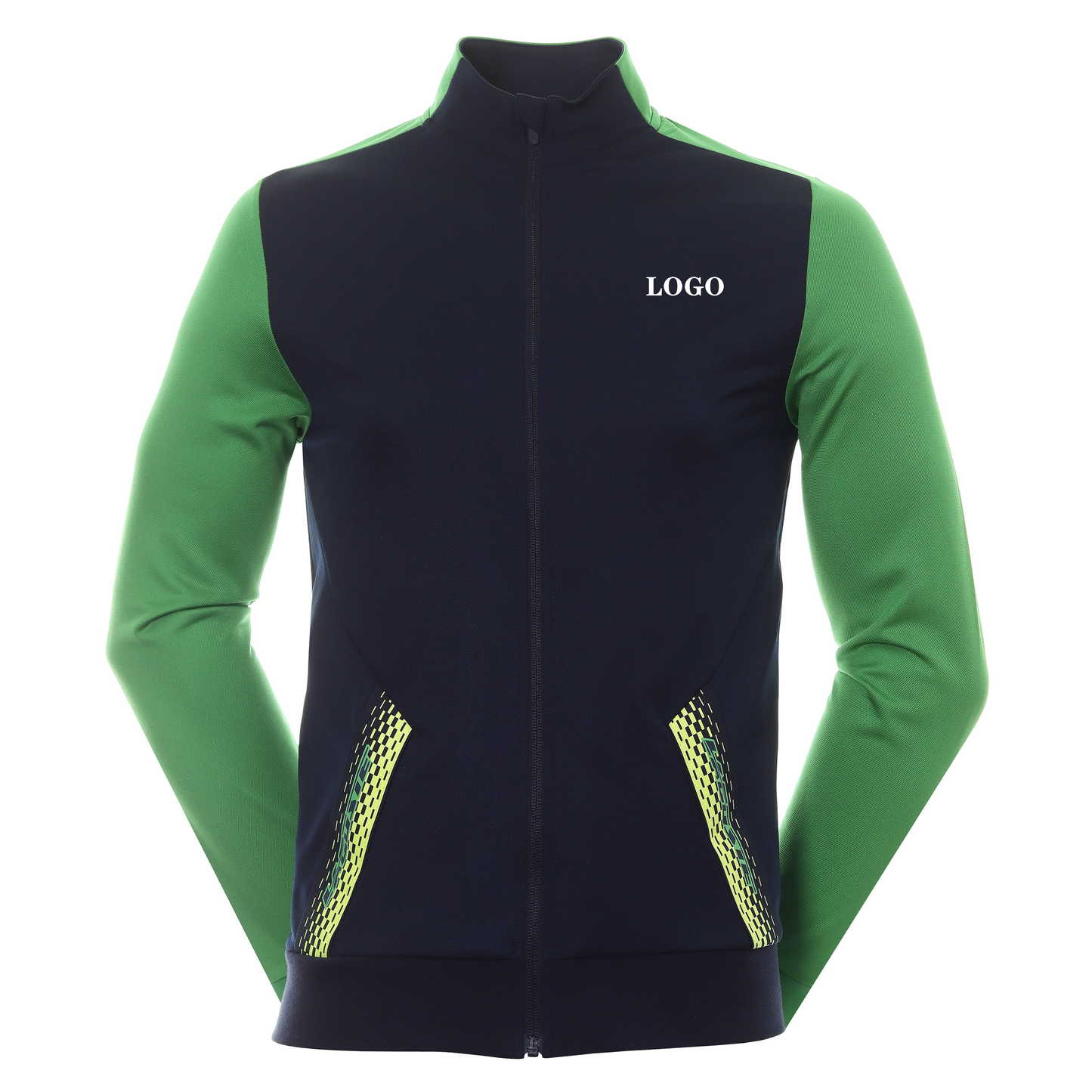 OEM Custom Men's Windproof and Waterproof Sports Jacket for Running Golf and Hiking with Front Logo Position