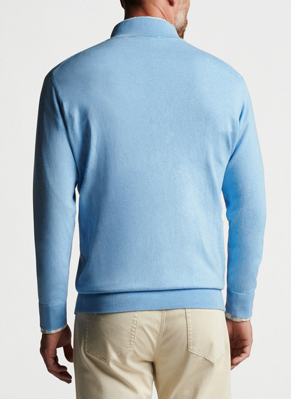 Custom Logo 100% Cotton Plain Solid Long Sleeve Knitted Men's Golf Pullover Winter 1/4 Zip Neck Sweater Anti-Shrink Knitwear for